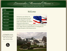 Tablet Screenshot of leonardismemorialhome.com